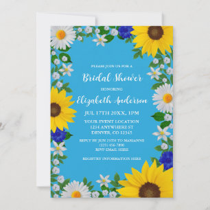 Convites Chá de panela Floral Azul do Céu Azul