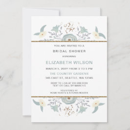 Convites Chá de panela Floral Azul Dusty