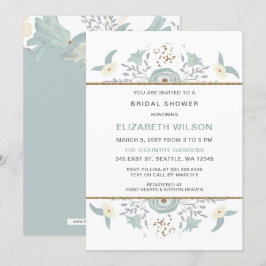 Convites Chá de panela Floral Azul Dusty