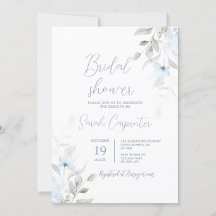 Convites Chá de panela Floral Azul Dusty