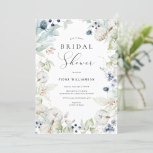 Convites Chá de panela Floral Azul Dusty