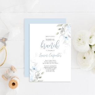 Convites Chá de panela Floral Azul Dusty