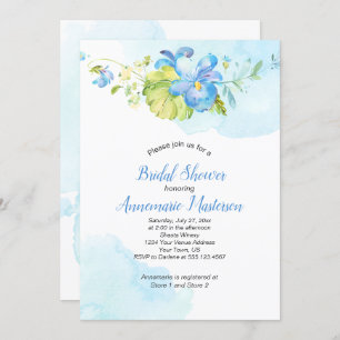 Convites Chá de panela Floral Azul e Branco