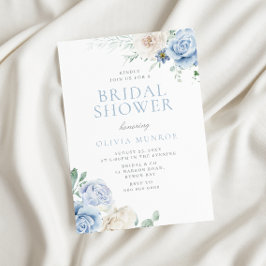 Convites Chá de panela Floral Azul e Branco Botânico