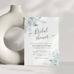 Convites chá de panela floral azul empoeirado<br><div class="desc">Uma bela design com uma mão adorável pintada de flores azuis empoeiradas com texto preto no meio. O texto e a cor verde podem ser editados juntamente com outros recursos deste modelo.</div>
