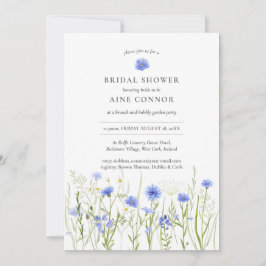 Convites Chá de panela floral azul, flores silvestres de ve