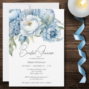 Convites Chá de panela Floral Azul-Gelo