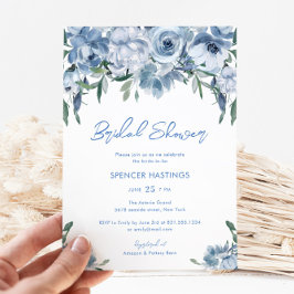 Convites Chá de panela Floral Azul Moderno Dusty