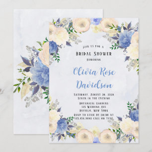 Convites Chá de panela Floral Azul Pálido, Azul, Pera