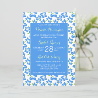 Convites Chá de panela Floral Azul Pintado