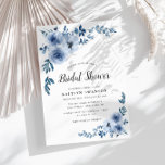 Convites chá de panela floral azul pintado<br><div class="desc">Celebre a noiva a ser com belas design de flores azuis. Os detalhes das cores são exclusivos do tema do casamento. O texto e o texto,  juntamente com outros recursos deste design,  podem ser personalizados clicando no link personalizar.</div>