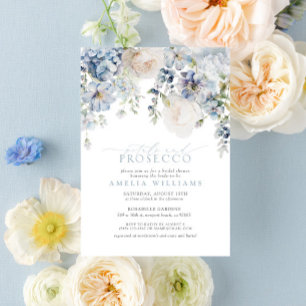 Convites Chá de panela Floral Azul Prosecco Dusty