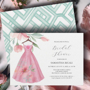 Convites Chá de panela Floral Azul Rosa e Sage