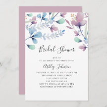 Chá de panela floral azul-roxo de aquarelas