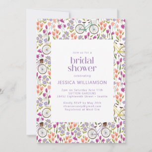 Convites Chá de panela Floral Bicicleta Vintage Boho