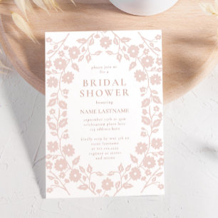Convites Chá de panela Floral Blush Simple White Folk