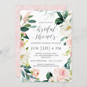 Convites Chá de panela Floral Blush Watercolor