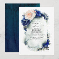 Chá de panela Floral Boêmia marinho Azul e Pêssego