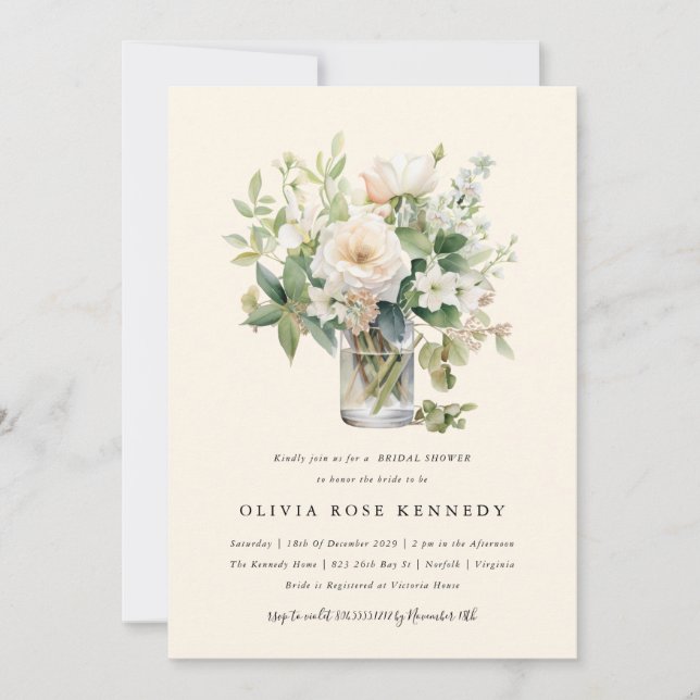 Convites Chá de panela Floral Bohemian Aquarela Encantada (Frente)