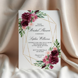 Convites Chá de panela Floral Bohemian Burgundy