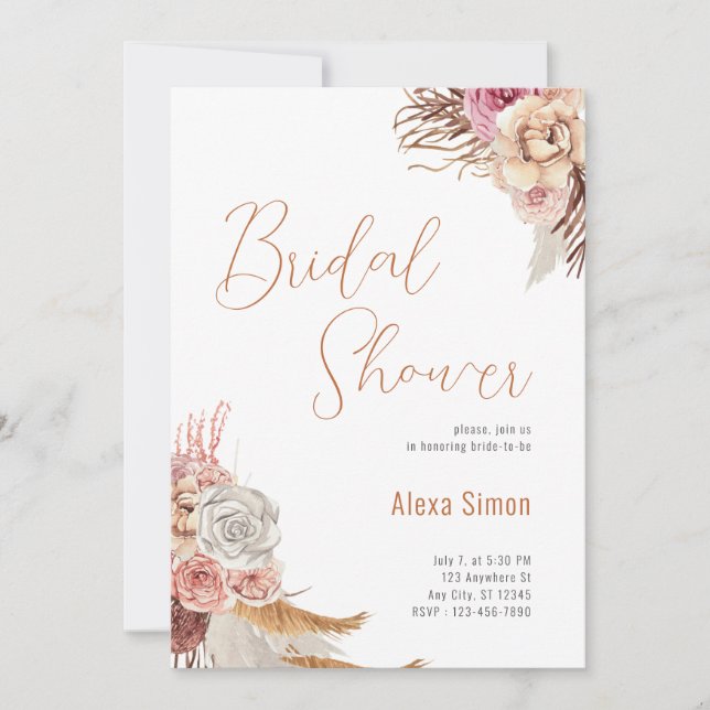 Convites Chá de panela Floral Boho (Frente)