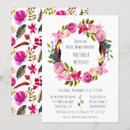 Convites Chá de panela Floral Boho Chic Wreath