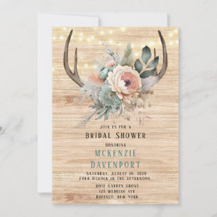 Convites Chá de panela Floral Boho Deer Antler