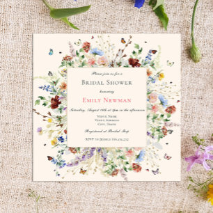 Convites Chá de panela Floral Boho Watercolor Elegante