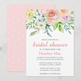 Convites Chá de panela Floral bonito Pink de Aquarela