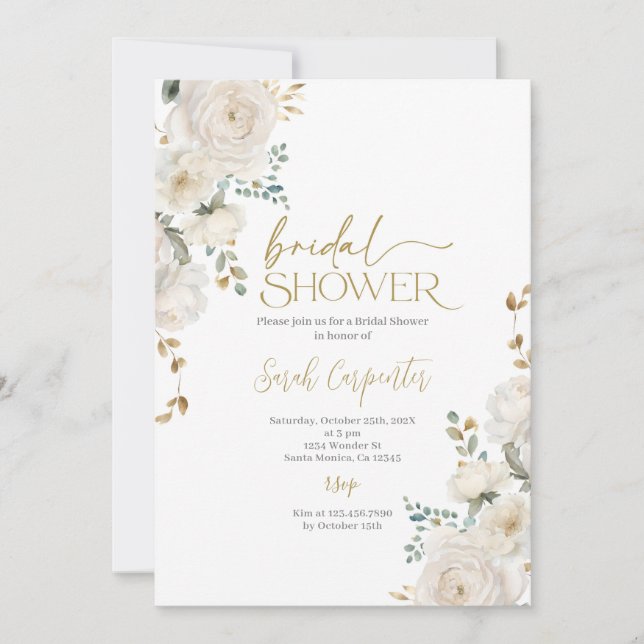 Convites Chá de panela floral branco (Frente)