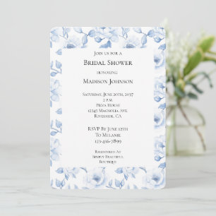 Convites Chá de panela Floral Branco Azul-Chic