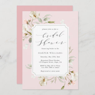 Convites Chá de panela Floral Branco Cor-de-rosa