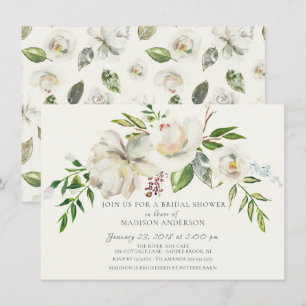 Convites Chá de panela Floral Branco da Aquarela
