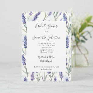Convites Chá de panela Floral Branco da Lavanda Roxa bonito