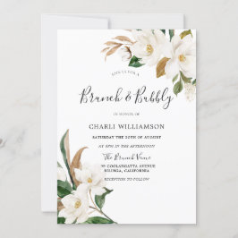 Convites Chá de panela Floral Branco Elegante Brunch e Bubb