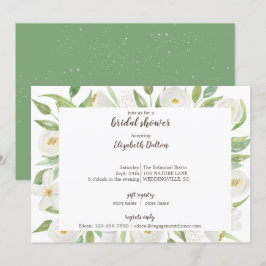 Convites Chá de panela Floral Branco Elegante de Aquarela