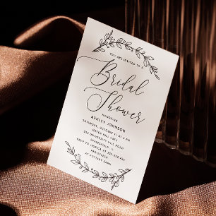 Convites Chá de panela floral branco preto