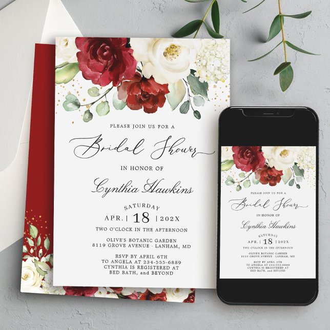 Convites Chá de panela Floral Branco Simplesmente Gracioso (Create a day of joy and love with this exquisite and customizable invitation!)