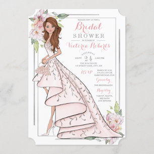 Convites Chá de panela Floral Bride Ilustrado