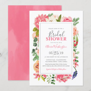 Convites Chá de panela Floral Brilhante de Flores de Aquare