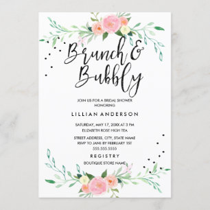 Convites Chá de panela Floral Brunch e Bubble