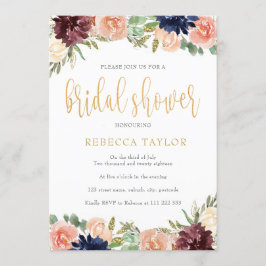 Convites Chá de panela Floral Burgundy