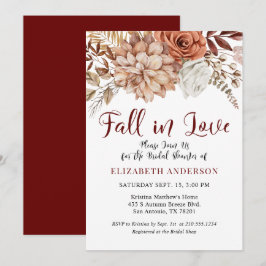 Convites Chá de panela Floral Burgundy Fall Boho