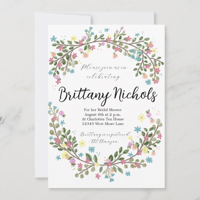 Convites Chá de panela Floral Claro (Frente)