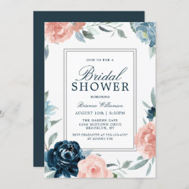 Convites Chá de panela Floral Cor de Água Rosa e Azul