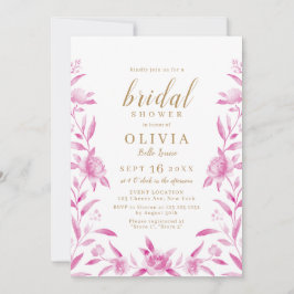 Convites Chá de panela floral, cor-de-água, rosa e dourado