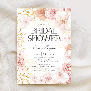 Convites Chá de panela Floral Cor-de-Cobra Rosa-Rosa