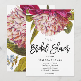 Convites chá de panela floral cor-de-rosa