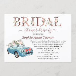 Convites Chá de panela Floral Cor-De-Rosa Antigo Movido Po