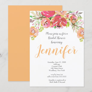 Convites Chá de panela floral Coral e Peach